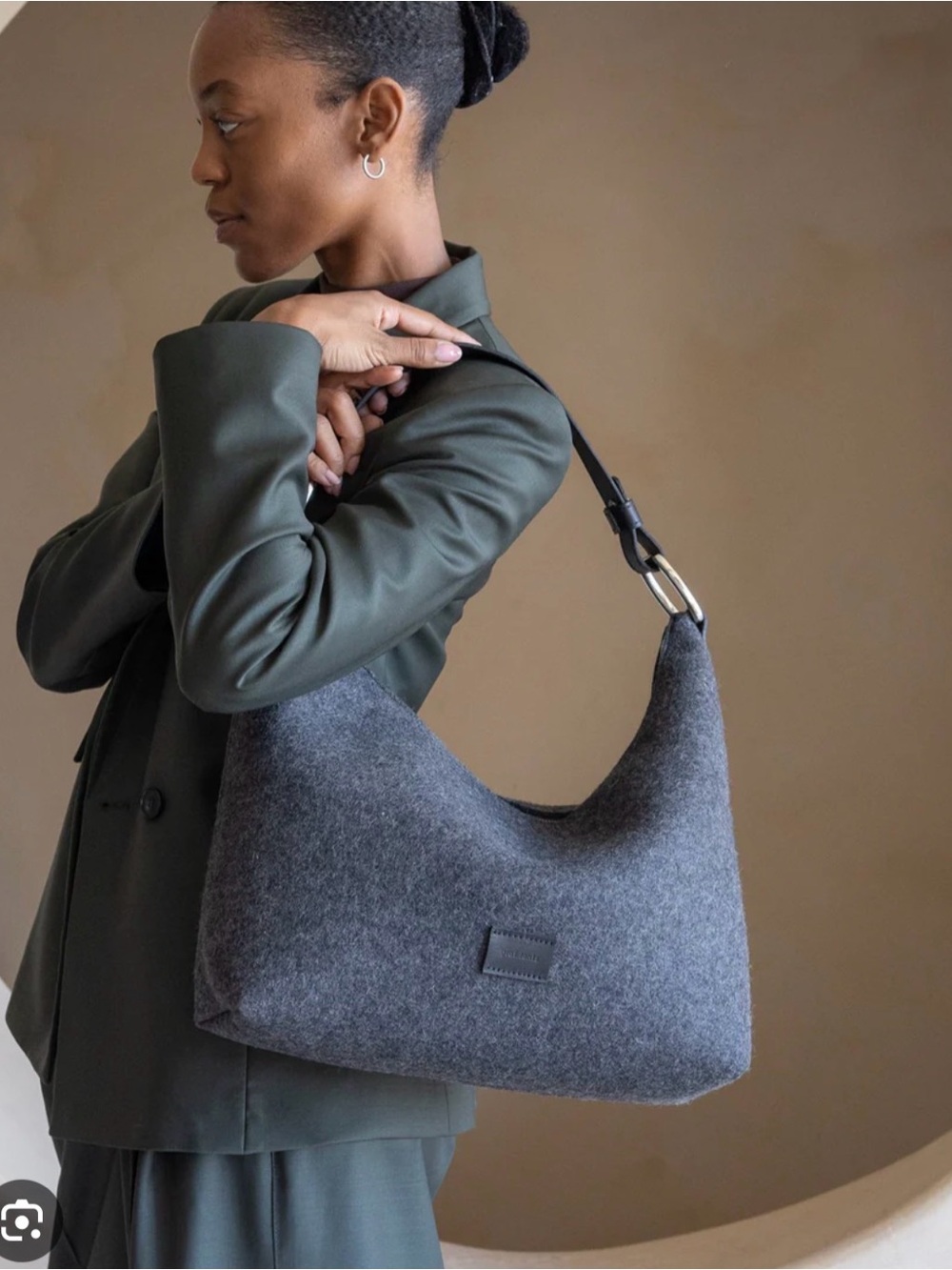 Graf Lantz Charcoal Felt Shoulder Bag